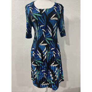 Magic Vintage Multicolor Floral Pleated Midi Length  Dress Size One Sz S-XLFairy